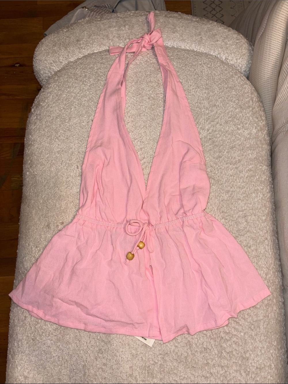 Ocean Drive Pink Halter Tank Top with Drawstring